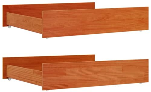 vidaXL Cassetti per Letto 2pz Marrone Cera in Legno Massello di Pino, cassettone da letto, cassetto letto, cassetti letto, cassettoni da letto