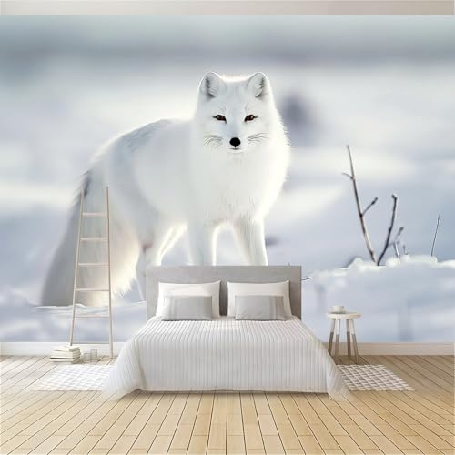 Générique Papier Peint intissé Renard Arctique Dans La Neige 350x256 cm Papier Peint Photo Panoramique, Poster Geant Mural Personnalisé 3D, pour Salon Cuisines Chambre Adulte Enfant Décor Murale