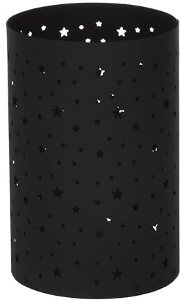 EGLO LIVING Windlicht Lugait, Teelichtglas mit Sternen, Deko Weihnachtstisch Wohnzimmer, Tischdeko Weihnachten, Adventsdeko aus schwarzem Metall, Ø 11 cm, H 17 cm | Deko Weihnachtstisch Wohnzimmer, Tischdeko Weihnachten, Adventsdeko aus schwarzem Metall, Ø 11 cm, H 17 cm
