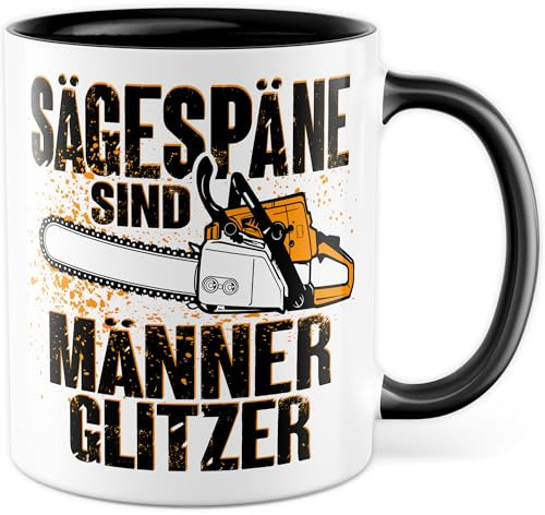 Heimwerker Tasse mit Spruch - Geschenk Sägespäne sind Männerglitzer - Kaffeetasse aus Keramik 330ml - Handwerker Werkstatt Schreiner Handarbeit Handwerk Kaffee-Becher