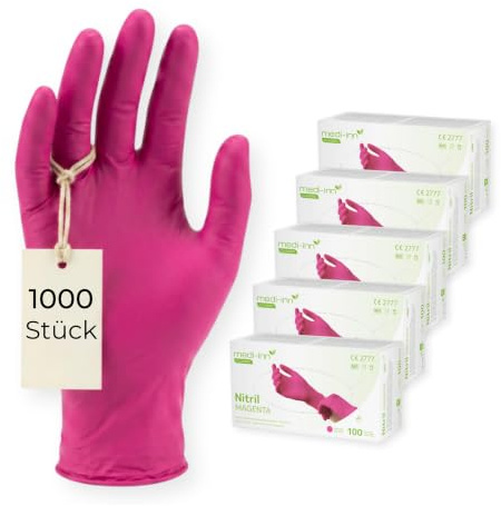 Medi-Inn+ Nitril Magenta Einmalhandschuhe puderfrei (XL, 10 x 100 = 1000 Stück)