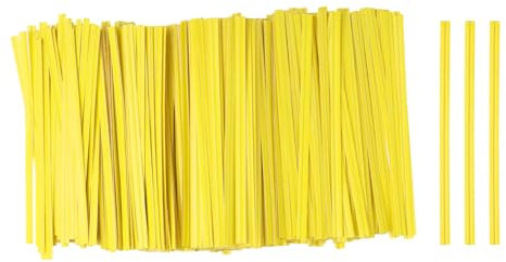 sourcing map 1000pcs Bag Twist Ties 3.5 Reusable Kraft Paper Twist Ties Wire Cable Ties for Party Bread Candy Cake, Yellow