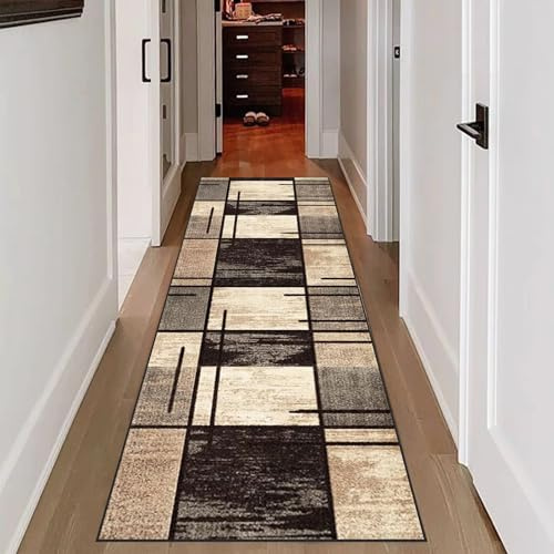 RxueSug Läufer Flur Teppich, Lang 80 x 250 cm Küche Teppich, Bettumrandung Läufer, Modern Flur Läufer Teppich, rutschfest Waschbar, für Wohnzimmer, Flur, Schlafzimmer, Esszimmer