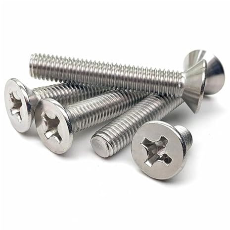 PXAMORTEL Selbstschneidende Phillips-Flachkopf-Schrauben, M5 M6 M8 Marinequalität A4 Edelstahl Senkkopf Kreuzschlitzschraube Metrisches Gewinde 8mm-100mm Maschinenschrauben Bolzen(/M8x55mm)