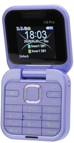 ASHATA Mini Flip Mobile Phone, 2G Foldable Cell Phone Tiny Phone Support FM Radio Magic Voice Blacklist Speed Dial Vibration, 32MB RAM, 2 SIM Card Slots, LED Flashlight, Easy to Use