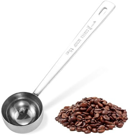 Kaffeemesslöffel 15ml, Edelstahl Kaffeelöffel mit Langem Griff, Messlöffel für gemahlenen Kaffee, loser Tee, Milch Brewin und Pulver(COLOR:Silber)