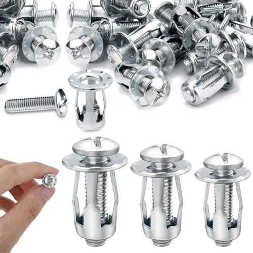 45 Stück Hohlraum Metallanker M4/M5/M6 Hohlraumdübel Metall Petal Nuts Expansion Nuts, Hohlraumdübel Set Robuste Hohlwandanker GipskartondüBel Metall für Dünne Wände Hohltüren Eisenblech