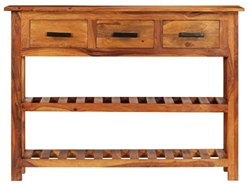 HEFZGDB Sideboard mit 3 Schubladen 110x30x80 cm Massivholz Akazie Vitrinenschrank Wohnzimmer Küchenschränke Apothekerschrank Küche Anrichte Küche für Café Wohnstube Küche Speisesaal