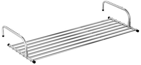 Tendedero Plegable de Acero Inoxidable para radiador, tendedero para barandilla de balcón con Mango Ajustable, Mango Giratorio de 360°, Ahorro de Espacio, para barandillas de balcón, alféizar de Ven