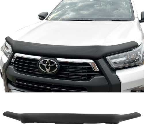 JHCHAN Motorhaubenschutz Steinschlagschutz für Toyota Hilux 2021-2026 Duty Comfort Executive Invincible GR Sport Alle Kabinen, PMMA Motorhauben Deflektor, UV-beständig, wetterfest, glänzend schwarz