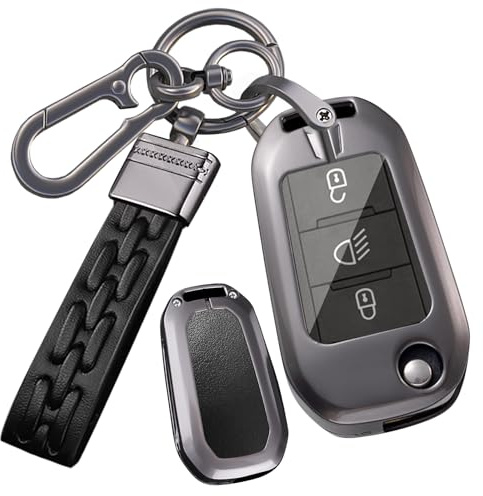 ontto Autoschlüssel Hülle Schutzhülle Schlüsselhülle Kompatibel mit Opel Combo Vivaro Zafira Mokka B Corsa F für Jeep Avenger Benzina Metallgehäuse Schlüsselcover Schlüsseletui 3 Tasten-B Schwarz