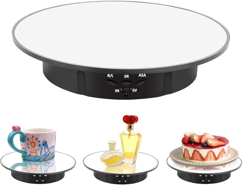 Leadleds Elektrisch drehbarer Drehteller, 20 cm/4,5 kg Traglast, Fernbedienung, 360 Grad motorisierter drehbarer Display-Ständer für Fotografie, Produktausstellung, Schmuck, Uhr, Sammlerstück