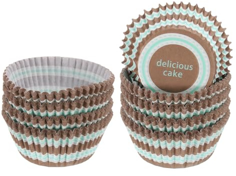 sourcing map Lot de 200 doublures à cupcakes de taille standard pour muffins en papier sulfurisé pour fête, mariage, marron