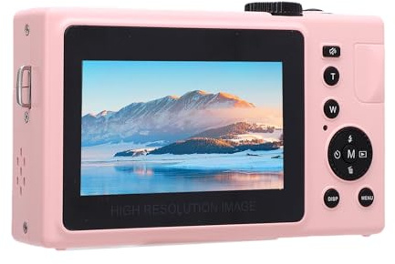 ASHATA 64MP 4K Digital Camera Camcorder for Photography, Video Cameras for Filming, 10 Filters, Front Flashlight, Autofocus, 3 Touch Screen, Vlog Digicam for Beginner (Pink)