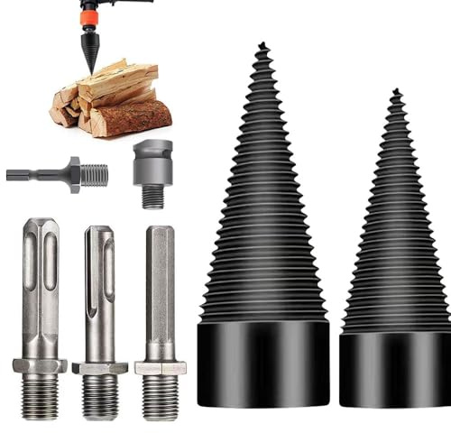 Log Splitter Drill Bit, 2 Pcs Wood Splitter Drill Bit, 45mm & 32mm Detachable Electric Drill Bits with 5 Handles, Firewood Drills Bits for Lectric Hand Drills Carpentry Camping or Household