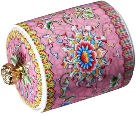 Ciieeo Pink Ceramic Storage Jar with Lid Enamel Tea Canister and Tea-leaf Canister Decorative and Stable Tea Storage Jar for Kitchen