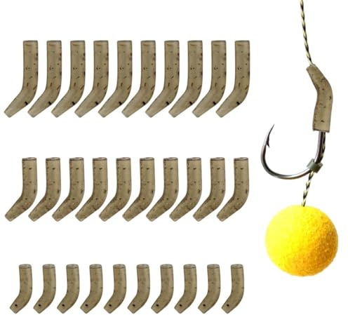 FHRYNA Lot de 30 hameçons de pêche, 3 modèles, 10 pièces chacun, tubes en caoutchouc pour aligneur de ligne et pêche à la carpe, accessoires pour aligneur de ligne/anti-coup de pied