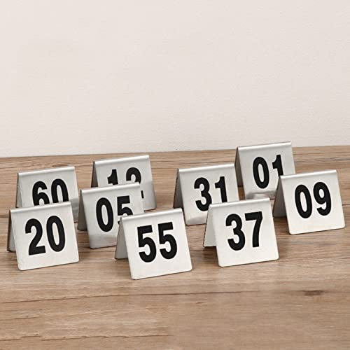 Numéros de Table En Acier Inoxydable - Pour Cafés, Restaurants, Bars, Mariages Et Fêtes - Numéros de Table Style Tente de 1 À 50 Ou de 1 À 100 - Solides, Stables Et Empilables/1 To 100/5*5Cm(2*2Inch)
