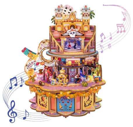 Tonecheer Boîte à Musique en Bois pour Adultes, kit de boîte à Musique rotative 3D - Puzzle Musical créatif - Kit de Construction de modélisme - Décoration de Bureau - Anniversaire（Rêve Errant）