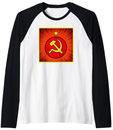 Versión de cómic soviético de Martillo y Hoz Camiseta Manga Raglan