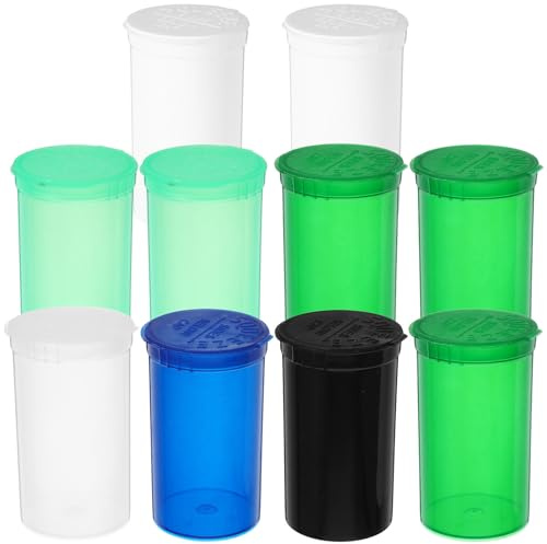 YOSADIER Set 10 Flaconi Portapillole Trasparenti in Polipropilene, Contenitori Medici Piccoli Chiusura Ermetica, Bottiglie da Viaggio per Vitamine e Farmaci, Pratici per Uso Colore Casuale