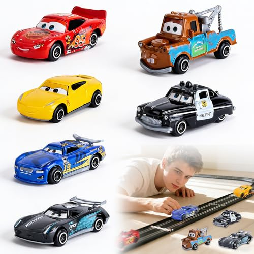 NAVESO Cars Juguetes, 6 PCS Coches Cars, Coches Juguete, Micromachines Coches, Car-s Mini Racers, Coches para Niños, Camiones de Juguete para Niños con Varios Modelos y Colores, Juguetes Niños 4 Años