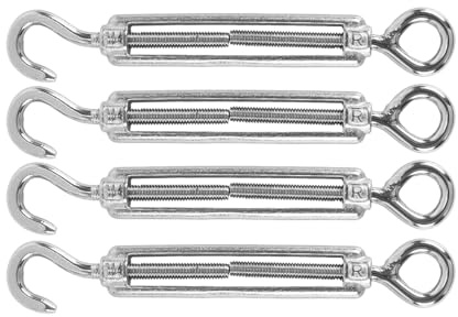 Riven M5 Wire Rope Tightener 304 Stainless Steel Turnbuckle Stretcher 4 Pack For 2mm To 3mm Cable Sail Shade Tensioning Tool