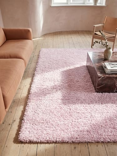 Hochflorteppich Wohnzimmer & Schlafzimmer Handwäsche-geeignet – flauschig weich, OEKO-TEX zertifiziert, Anti-Rutsch, pflegeleicht & strapazierfähig | Pink 300×400 cm | RHEIN – 300 x 400 cm