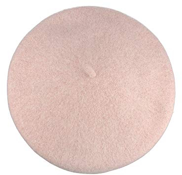 NYFASHION101 Baskenmütze im französischen Stil, leicht, klassisch, einfarbig, Wolle - rosa - Einheitsgröße