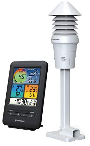 Bresser 7002534 Wetterstation Funk mit Außensensor W-LAN Farb-Wetterstation mit 4-in-1 UV-/Licht-Sensor