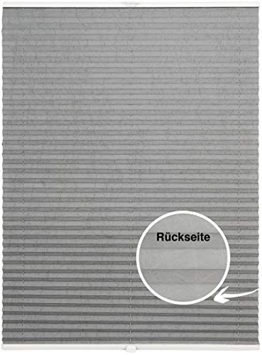 ondeco Plissee auf Maß Crushed-Optik für alle Fenster innen, Montage in Glasleiste mit Spannschuh, Sonnenschutz-Rollo lichtschutz und Blickdicht Hellgrau-Thermo B: 81-90 cm, H: 101-150 cm