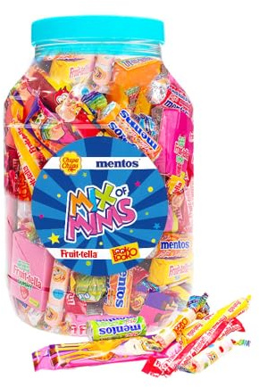 Mega Candy Mix - Assortiment Bonbons Mentos, Chupa Chups, et Fruit-Tella - Box Bonbon Noel En Gros Avec Sucette Bonbon - Bonbons en Gros Pour Anniversaires, Fêtes, Halloween - 1 kg