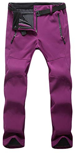 GELing Pantalones de Trekking Softshell Pantalones Impermeables Resistente Pantalones de Escalada Hombre Mujer Pantalones Térmicos para Invierno Esquí Senderismo Montaña,Fucsia-Mujer,S