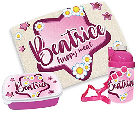 gadgeteventi Kit Pappa Bimbo per Scuola E Gite Personalizzato “Margherite” (Azzurro)
