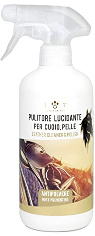 Pulitore e Lucidante Incolore per Pelle e Cuoio, 500ml – Balsamo Spray Rigenera Pulisce oggetti in Pelle come Giacca, Scarpe, Sedili Auto, Moto, Divano, Stivali, Sella per i cavalli etc.. – Linea 101