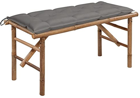 TEWTX7 Bambus Klappbare Gartenbank mit Auflage Parkbank Witterungsbeständigem und Wasserdichtem Bank Loungebank Gespräch-Stuhl Außenbank Gartenmöbel für Balkon Terrasse 118 x 38 x 45 cm