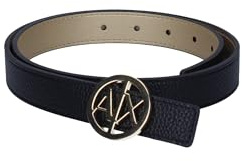 Armani Exchange Damen Bicolor, Logo Buckle Belt, Black/Gold, L