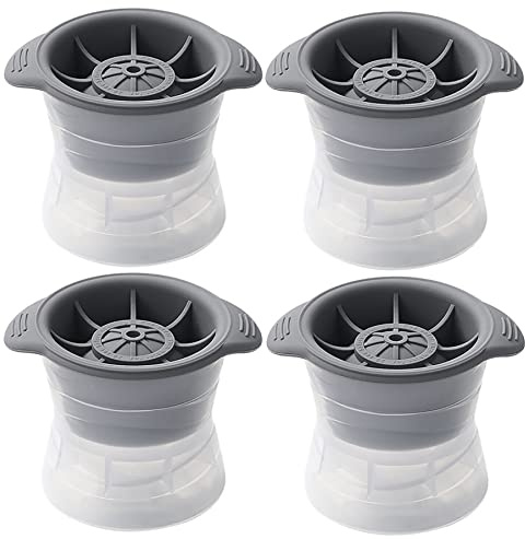 PIPITA 4 Stück Runde Eiskugelform 6cm Runde Jumbo Eiswürfel Eishockey-Form aus Silikon BPA Frei Leichtes Herauslösen Wie , Whiskey, Tequila, Etc Küchenhelfer
