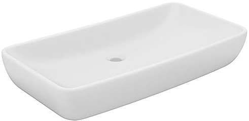 vidaXL Lyxigt rektangulärt handfat matt vit 71x38 cm keramik