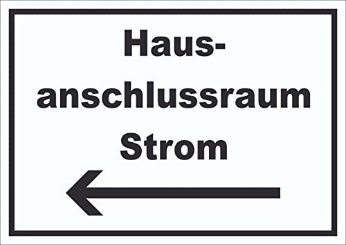 HB-Druck Hausanschlussraum Strom Schild mit Text und Richtungspfeil Links HAR waagerecht A6 (105x148mm)