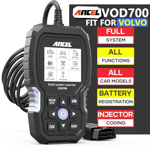 ANCEL VOD700 OBD2 diagnosverktyg Passar för Volvo fordon, Komplett system Full funktion bil diagnosverktyg, Felkod läsning och rensning med olja EPB ABS SRS SAS TMPS Bränslepump BAT BAS Reset