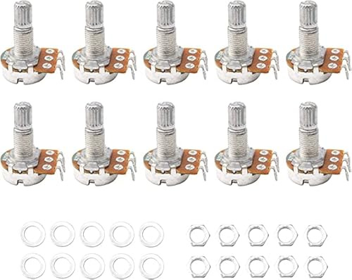 Pxyelec Guitar Potentiometer Audio Pots A250K OHM Replacement Pack of 10, Shaft Base Dia 16.5mm