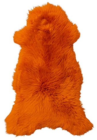 Tannery Sheepskin Orange gefärbtes echtes Schafsfell Lammfell Schafsfell Teppich Pelz weiche Wolle Decke, schaffell, Hygge (ca. 120/65cm)