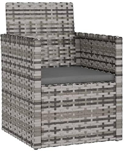 vidaXL Gartensessel mit Kissen Sessel Stuhl Gartenstuhl Balkonstuhl Terrassenstuhl Garten Terrasse Gartenmöbel Rattanmöbel Grau Poly Rattan