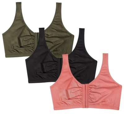 Fruit of the Loom Women's Multi-Pack Front Close Sports Bra Full Coverage Bra (Pack of 2)