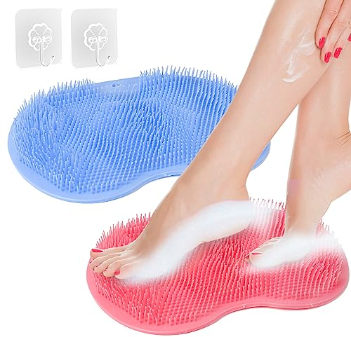 Fußbürste Große, Happybase 2 Stück Fußwäscher Fuss Wäscher Bath Massage Pad mit Rutschfesten Saugnäpfen, Fußbad Fußmassagegerät Dusche Fußwaschmatte Foot massager für Pediküre, Fußpflege Entspannung