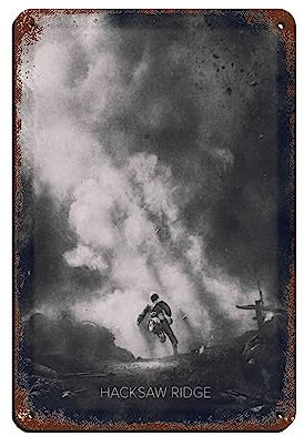 KOURT Hacksaw Ridge Vintage Movie Poster Tin Sign Vintage Metal Pub Club Cafe Bar Home Wall Art Decoration Poster Retro 8x12inch(20x30cm)