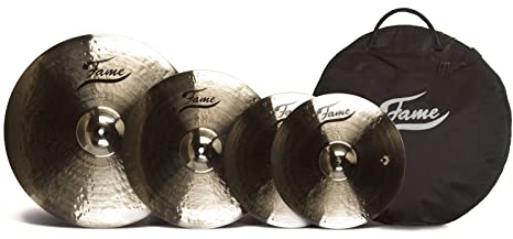 Fame Masters B20 Cymbal Set II, Professionelles 3-teiliges Becken Set, Handgefertigt aus B20 Bronze, Brilliant Finish, Inklusive Tasche, Medium Stärke, Ausgewogener Sound