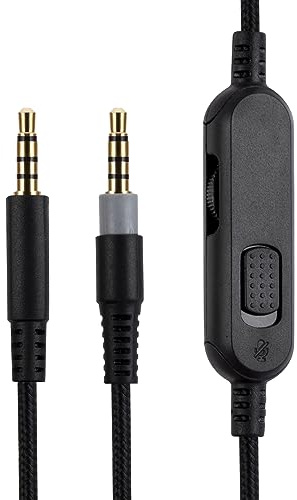 HyperX Cloud Mix Ersatzkabel, kompatibel mit HyperX Cloud Mix Gaming-Headset, Inline-Stummschaltung, Lautstärkeregler mit Mikrofon, 2 Meter Kopfhörer-Audio-Verlängerungskabel, Schwarz