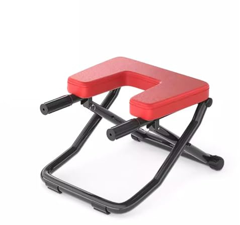 Tabouret De Yoga, Chaise D'assistance Au Yoga, Cadre en Acier Métallique, Chaise De Yoga Portable Pliable, Entraîneur De Poirier, Utilisé pour La Pratique du Poirier,Red